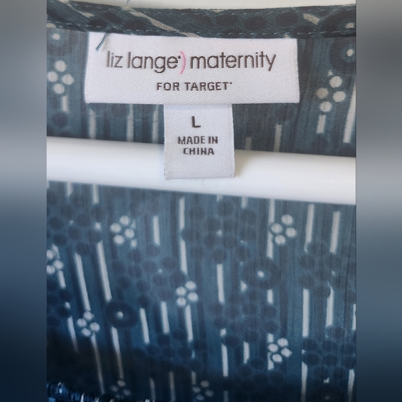 Liz Lange Maternity teal sheer blouse with gold attached belt size Large - Picture 3 of 9